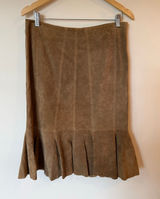 Ideology Vintage Skirt Womens 8 Brown Suede Leather Flare Hem Boho Classic Photo 0