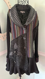 Liquid‎ by Sioni Artsy Funky Whimsical Goth Boho Punk Sweater Cardigan Jacket S Photo 0