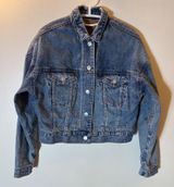 American Eagle Cropped‎ Denim Jacket Rhinestone Fringe Y2K Festival Western XS Photo 0