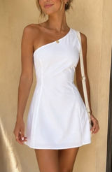 Abercrombie & Fitch White One Shoulder Tennis Dress Built In Shorts Pocket ST Photo 0