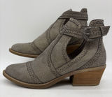 Very G Womens 8 Boots Western Cutout Ankle Pewter Gray Buckle Country Festival Photo 0