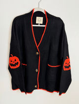 Fantastic Fawn Black Halloween Jack-o-lantern Cardigan size small Photo 0