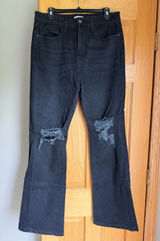 rue21 Black High-Rise Distressed Flare Jeans Women’s Size 31 Super Stretch Goth Photo 0