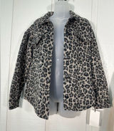 Bagatelle Gray Animal Print Wool Button Down Shacket Size XS EUC Photo 0