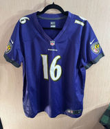 Women’s Nike NFL Purple Gold On Field Baltimore Ravens Jersey #16 Wallace XXL Photo 0