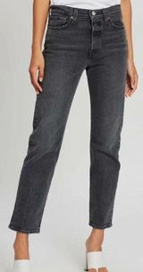 Levis Premium Womens Wedgie Straight Crop Denim Jeans Black Gray High Rise Photo 0