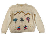 Vintage‎ Sanger-Harris Italy Mohair Wool Novelty Scenic Sweater Cream Medium Photo 0