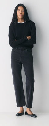 Aritzia Denim Forum Arlo High Rise Straight Jeans Black 27 Photo 0