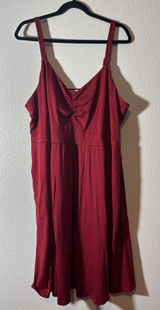 Pinup Fashion NWT Size 24W Burgandy Red Ruched Bodice Sleeveless Midi Dress Photo 0