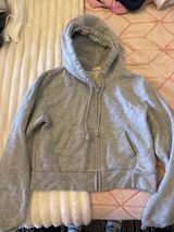 Brandy Melville Zip-Up Cropped Grey Hoodie Photo 0