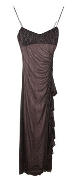 Vtg City Triangles Maxi Prom Dress XS/Small? Formal Gown Brown Sparkly Fairy Y2K Photo 0