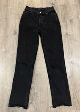 ASOS 100% Cotton Button Fly Straight Leg‎ Denim Jeans Sz. 28 X 31 Black Raw Hem Photo 0