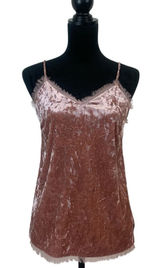 Miami Woman S Romantic Pink Crushed Velvet Croquette Soft Girl Cami Tank‎ Top Photo 0
