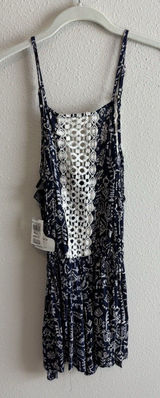 NWT Angie Gypsy Soul Romper Dress Small Blue White Boho Crochet Lace Dillard's Photo 0
