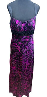 House of Deréon Black Purple Beaded Waist Maxi Dress Women's Size 12 EUC Photo 0