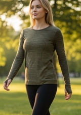 Lululemon Swiftly Relaxed Fit Long Sleeve Shirt Women's Size 8 Green Athleisure Photo 0