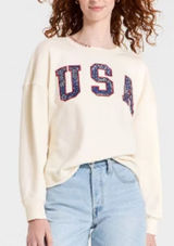 Universal Threads Cream Crewneck Sweatshirt with USA Appliqué NWT 4 Photo 0