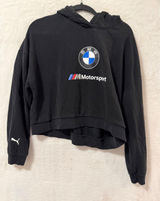 Puma BMW M Motorsport Cropped Hoodie Womens Large Black Pullover Sweatshirt Photo 0