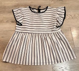Womens Striped Flutter Sleeve Peplum Top‎ Small S Black White Casual Chic Photo 0