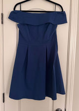 VILA Blue Off-the-Shoulder Fit & Flare Dress Photo 0