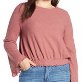 Madewell Smocked Bell Top Mauve Dusty Pink Long Sleeve L2497 Photo 0