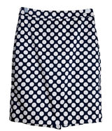 J.Crew Pencil Skirt Workwear Preppy Polka Dot Stretch Cotton Navy Cream Size 4 Photo 0