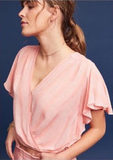 Anthropologie Maeve Nell pink ruffle top size XS Photo 0