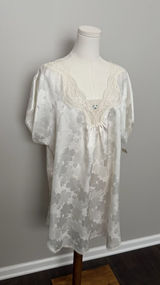 Vintage Lily Of France Nightgown Nighty Dress Satin Floral Lace Ivory Cream Photo 0