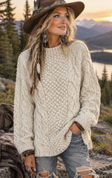 Vtg Hand Knits Cable Sweater Cream Irish Wool Aran Fisherman M Photo 0