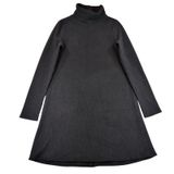 Lulus Black Turtleneck Long Sleeve Ribbed Knit A-Line Mini Dress DD3196 Small Photo 0