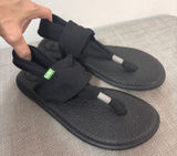 Sanuk Yoga Mat Sling 2 Sandals Women 8 Black Fabric Wrap Comfort Flip Flop Boho Photo 0