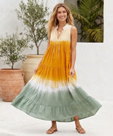 SWF Escapism Cotton Ruffle Neck Tiered Maxi Dress – Spring Brights – Size XS Photo 0