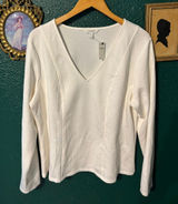 Banana Republic White Scuba V-Neck Long Sleeve Sz XXL NWT Photo 0