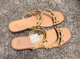 A New Day NWT Hollis Studded Slide Sandals Tan‎ Silver Embellished Women's 11 Photo 0