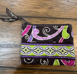 Vera Bradley Quilted Small Zip Coin Pouch in Purple, Green & Brown Photo 0