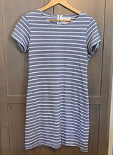 Sail to Sable Striped Casual Dress in Blue and White Photo 0