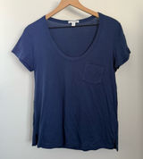 James Perse 1‎ Small Scoop Neck Short Sleeve Pocket Tee Royal Blue Relaxed Photo 0