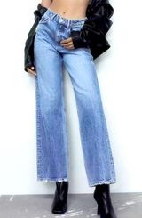 Zara Jeans Womens 6 Denim Straight Leg Cropped Light Wash Raw Hem Photo 0