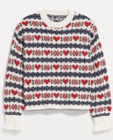 Loose Crew-Neck Wool-Blend Cropped Sweater Old Navy Large hearts Oversized Photo 0