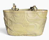 Coach Gallery Signature C Stitched Patent Leather Tote Butter Yellow Bag Photo 0