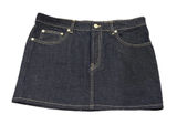 Zara Womens Large Denim Jean Mini Skirt Dark‎ Wash Pockets Button Fly Festival Photo 0