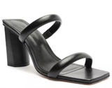 Schutz Ully Black Leather Square Toe Block Heel Sandals 7.5 Minimalist 90s Photo 0