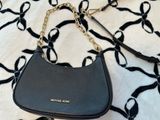 Michael Kors Black Pebbled Leather Shoulder Bag with Gold Hardware Photo 0