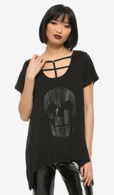 Hot Topic Size S Glitter Skull & Strappy Front Whimsigoth Goth Grunge Punk Emo Photo 0
