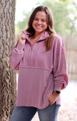 Club Social Ready Or Not Waffle Quarter Zip Pullover Photo 0