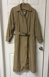 Vintage LL Bean Trench Coat Womens Medium Tan Khaki Belted Zip Out Liner USA Photo 0