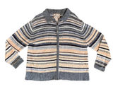 Heirloom Collectibles Fair Isle Cardigan Sweater Women's Lg. Blue Beige Zip Up‎ Photo 0