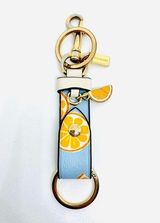 Coach Loop Bag Charm With Lemon Print And Key Ring Blue And Gold Photo 0