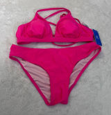 Cupshe Womens Neon Pink Triangle Bikini Set Crisscross Back Size Medium NWT‎ Photo 0