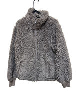 Abercrombie & Fitch Fuzzy Fleece Jacket‎ Full Zip Mock Neck Gray Women's L Photo 0